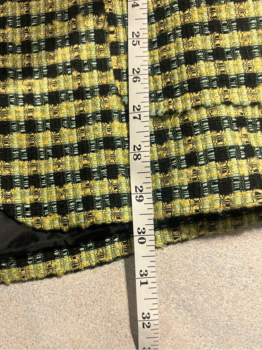 NWT, ASOS, Yellow Black Bouclé Tweed Plaid Longline Blazer Jacket,Plaid, Size 0 - Picture 10 of 10